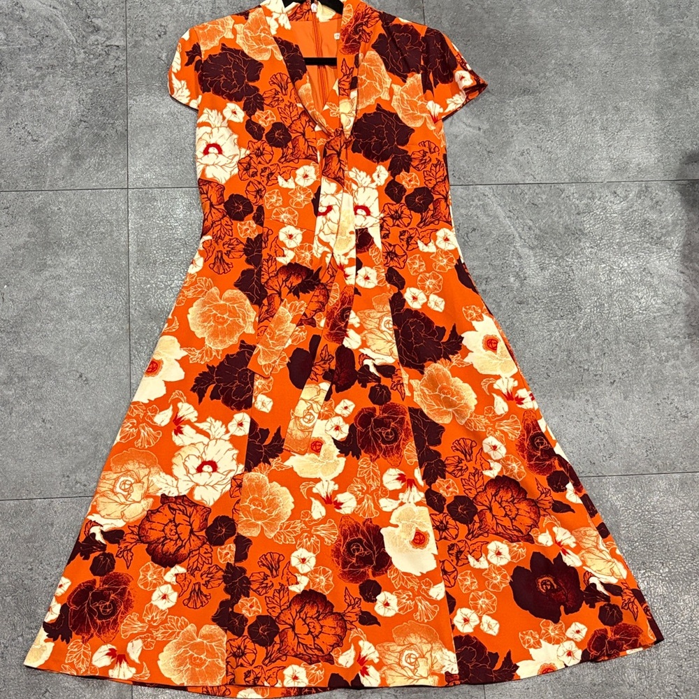 New York & Company Eva Mendes Orange and Black Dress